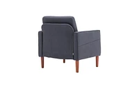 Slickblue Dark Grey Linen Single Seat Sofa with Solid Wood Legs, Modular Design for Two- and Three-Seat Combinations