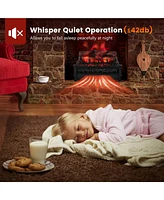 Gymax 20'' Infrared Quartz Electric Fireplace Heater W/ Pinewood Ember Bed Thermostat