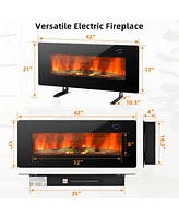 Gymax 42'' Electric Fireplace Wall Mounted & Freestanding Heater Remote Control 1500W