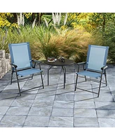 Sugift Patio Dining Chair Set of 2 with Armrests and Metal Frame