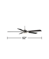 Casa Vieja 52" Vegas Nights Modern Industrial Indoor Outdoor Ceiling Fan 5 Blade Led Light Remote Control Brushed Nickel Finish Black Wood Blades Bedr