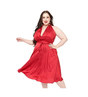 Unique Vintage Plus Halter Swing Dress