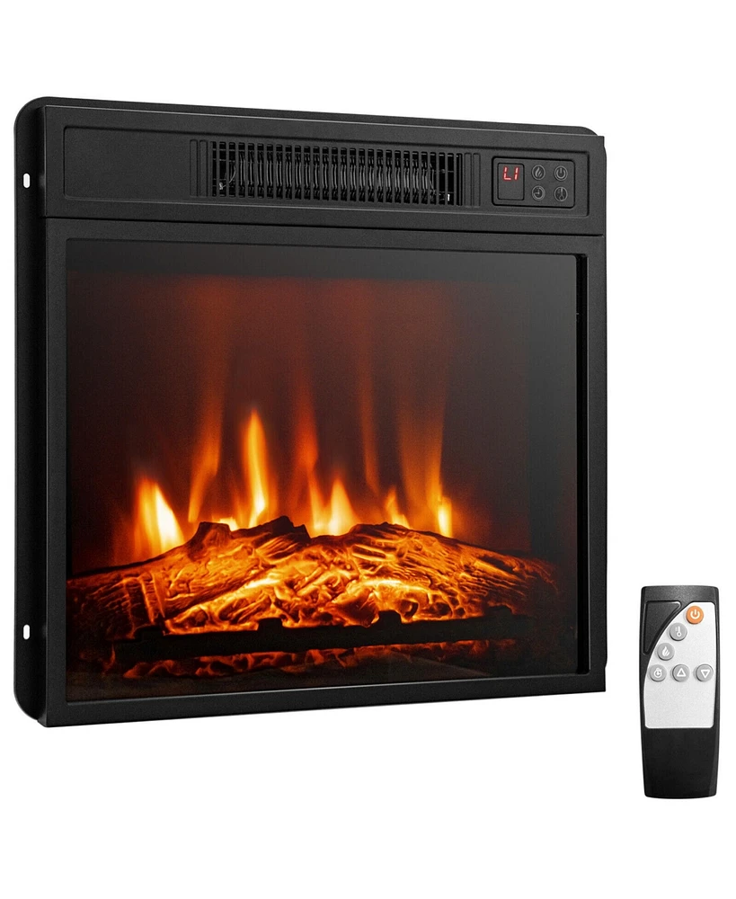 Gymax 18'' Electric Fireplace Inserts & Freestanding Adjustable Heater Log Flame 1400W