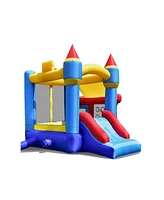 Inolait Castle Slide Inflatable Bounce House with Ball Pit and Basketball Hoop