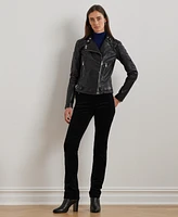 Lauren Ralph Women's Tumbled Leather Moto Jacket