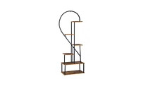 Slickblue Artisasset 2pcs 6 Layers Half Heart Iron Wood Plant Stand