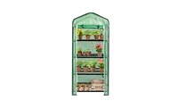 Slickblue Iron Pipe Mini Flower Stand with 4-Layer Grid and Zipper Rolling Door for Pe Cloth Greenhouse