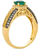 Le Vian Costa Smeralda Emerald (1/2 ct. t.w.) & Diamond (1/3 ct. t.w.) Ornate Ring in 14k Yellow Gold