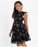 Rare Editions Big Girls Velvet Sequin Bow Party Dress