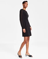 Anne Klein Women's Long-Sleeve Button Shift Dress