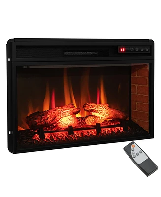 Gymax 1400W 26 Inch Electric Fireplace Insert 4777 Btu Recessed Freestanding Fireplace w/ Remote