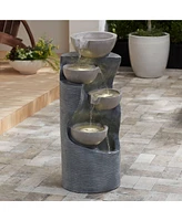 John Timberland Four Bowl 31 1/2" High Faux Stone Cascading Led Floor Fountain