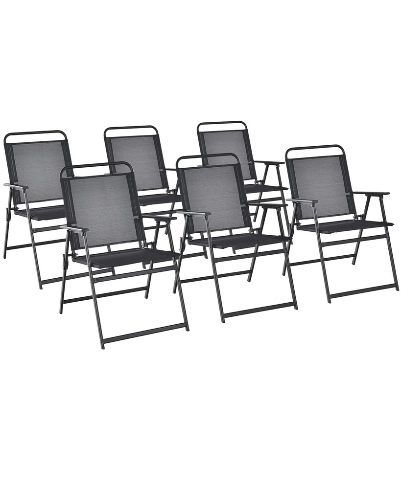 Sugift Set of 6 Outdoor Folding Chairs with Breathable Seat