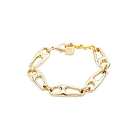 UNOde50 Sterling Silver and 18k Gold Plated Carabiner Clasp Bracelet