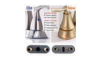 Slickblue 2-Handle 4-Inch Brushed Gold Bathroom Faucet with Pop-Up Drain and Supply Hoses for Vanity Sinks