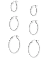 Macy's 3-Pc. Set Diamond Cut Click Top Hoop Earrings in 18K Gold Over Sterling Silver or Sterling Silver
