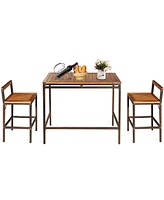 Vebreda 3 Pieces Patio Rattan Wicker Bar Dining Furniture Set