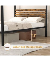 Sugift Full Canopy Bed Frame with Under Bed Storage