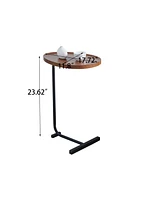 Slickblue 2-Piece Brown C-Shaped Side Table Set: Small Sofa Tables for Living Room and Bedroom in Small Spaces
