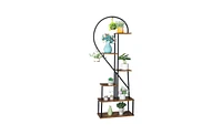 Slickblue Artisasset 6 Layers Half Heart Iron Wood Plant Stand