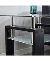 Slickblue Clear Glass Top Side Table Modern End Table for Home Decor