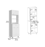 Depot E-Shop Mucura Microwave Double Door Cabinet, One Drawer, One Shelf For Microwave, White