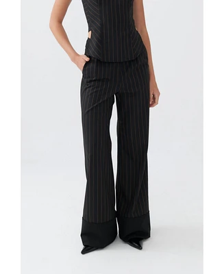 Nocturne Women's High Waist Striped Pants