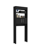 Atlas Over The Toilet Cabinet, Two Shelves, Double Door, Black