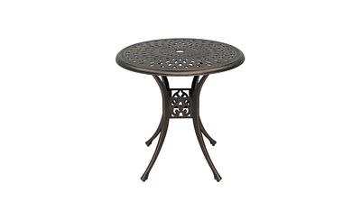 Slickblue Circular Diamond Top Courtyard Cast Aluminum Table – Bronze Finish