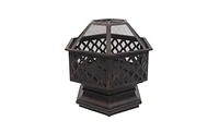 Slickblue 22" Hexagonal Iron Fire Pit, Wood Burning Brazier for Backyard & Poolside Decoration