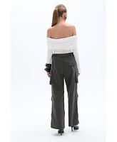 Nocturne Women's Off Shoulder Blouse with Ruffle Detail