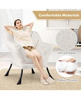 Costway Large Lazy Chair with Cozy Head Pillow Stylish Tufted Back & Seat Armrests