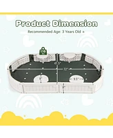 Costway 6F Wooden Sandbox with Built-in Corner Seat, Cover, Bottom Liner for Outdoor Play