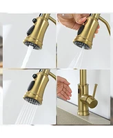 Flynama Pull out Touchless Single Handle Kitchen Faucet with MotionSense In Brushed Gold