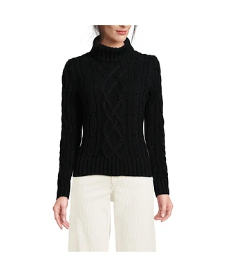 Lands' End Women's Drifter Cable Turtleneck Sweater