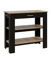 Depot E-Shop Delos Kitchen Island 37" H, Two Open Storage Shelves, One Drawer, Four Legs,Towel Hanger