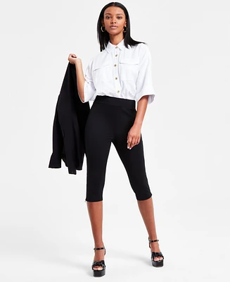 Bar Iii Women's Ponte-Knit Side-Zip Capri Pants, Exclusively at Macy's