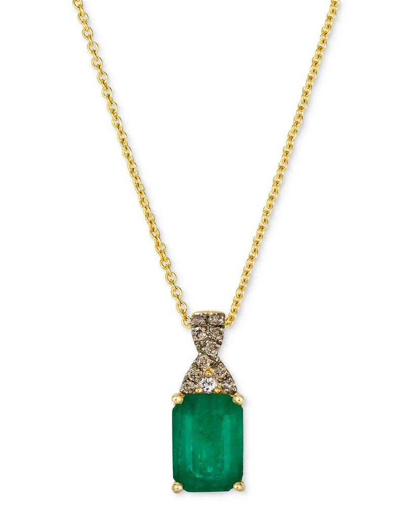 Le Vian Emerald (1 ct. t.w.), Nude Diamond & Chocolate Diamond Accent 20" Pendant Necklace in 14k Honey Gold