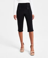 Bar Iii Women's Double-Zip Ponte-Knit Capri Pants, Exclusively at Macy's