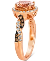 Le Vian Morganite (1-3/8 ct. t.w.) & Diamond (3/8 ct. t.w.) Halo Ring in 14k Rose Gold