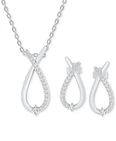 2-Pc. Set Diamond Pendant Necklace & Matching Earrings Set (1/2 ct. t.w.) in Sterling Silver