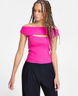 Bar Iii Women's Off-The-Shoulder Cutout Sweater Tank, Exclusively at Macy's