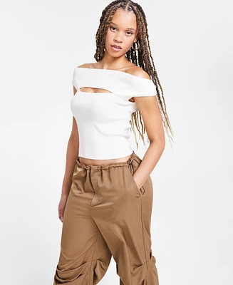 Bar Iii Women's Off-The-Shoulder Cutout Sweater Tank, Exclusively at Macy's