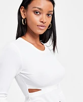 Bar Iii Women's Cutout Long-Sleeve Bodysuit, Exclusively at Macy's