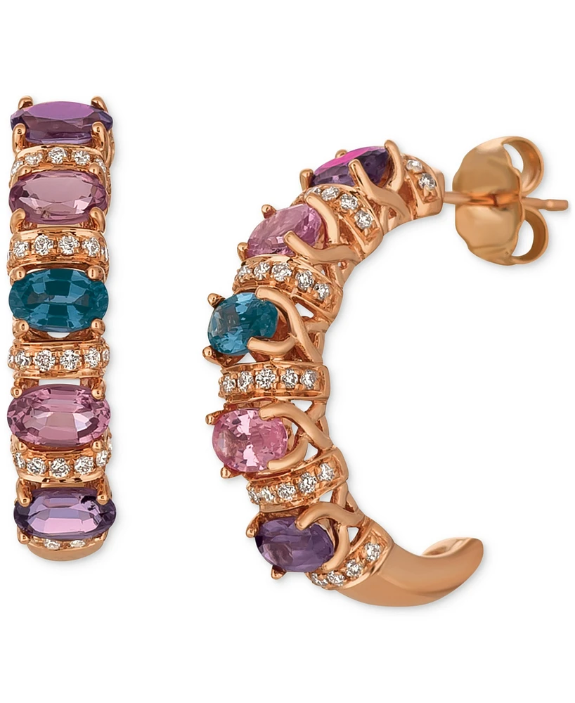 Le Vian Mix Berry Spinel (2-5/8 ct. t.w.) & Vanilla Diamond (1/3 ct. t.w.) C-Hoop Earrings in 14k Rose Gold