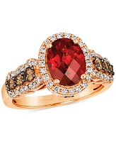 Le Vian Garnet (2 ct. t.w.) & Diamond (3/4 ct. t.w.) Halo Ring in 14k Rose Gold