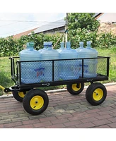 Streamdale Furniture Wagon Cart Garden Cart Trucks Make It Easier To Transport Firewood Yellow+Black