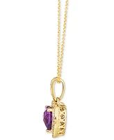 Le Vian Dark Amethyst (1-5/8 ct. t.w.) & Nude Diamond (1/4 ct. t.w.) Heart 20" Adjustable Pendant Necklace in 14k Yellow Gold