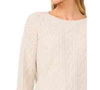 CeCe Women's Embellished Cable-Knit Pullover Sweater