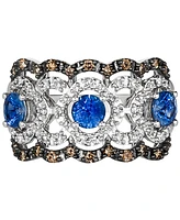 Le Vian Sapphire (1-1/20 ct. t.w.) & Diamond (1/2 ct. t.w.) Openwork Statement Ring in 14k White Gold